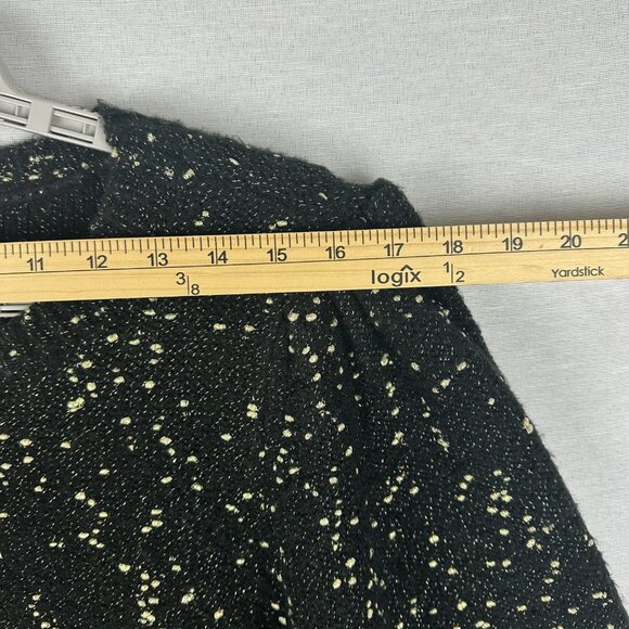 ANNE KLEIN WOMEN'S BLACK w/METALIC SPECKLES LONG PUFF SLEEVES PULLOVER SWEATER M - Picture 4 of 12